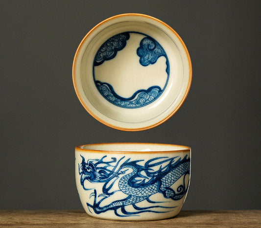 Ru Ware Ceramic Dragon Tea Cup