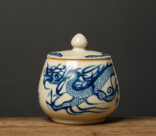 Ru Ware Ceramic Dragon Tea Caddy