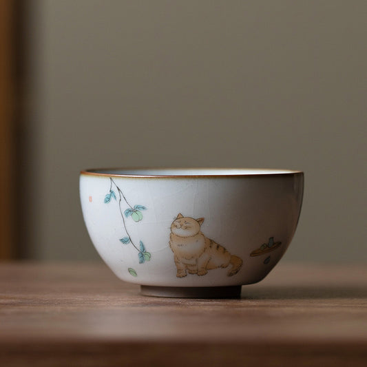 Ru Ware Ceramic Kitten Bowl Cup