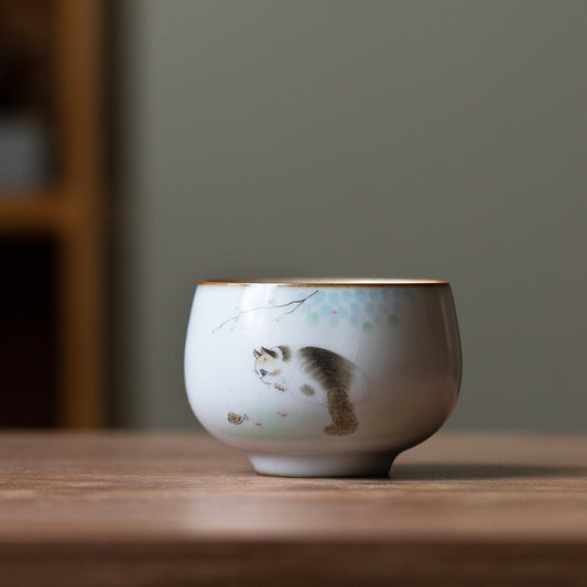 Ru Ware Ceramic Kitten Zen Cup