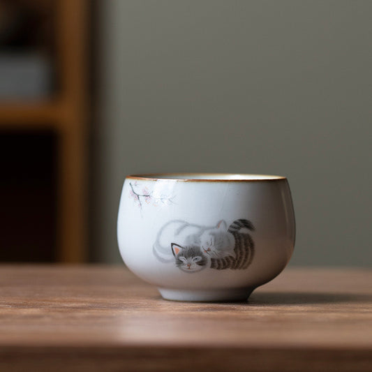 Ru Ware Ceramic Kitten Zen Cup