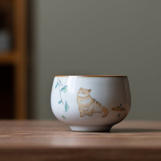 Ru Ware Ceramic Kitten Zen Cup