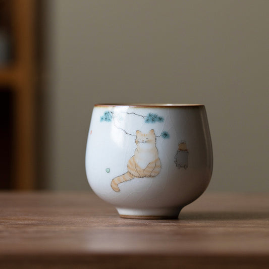 Ru Ware Ceramic Kitten Tulip Cup