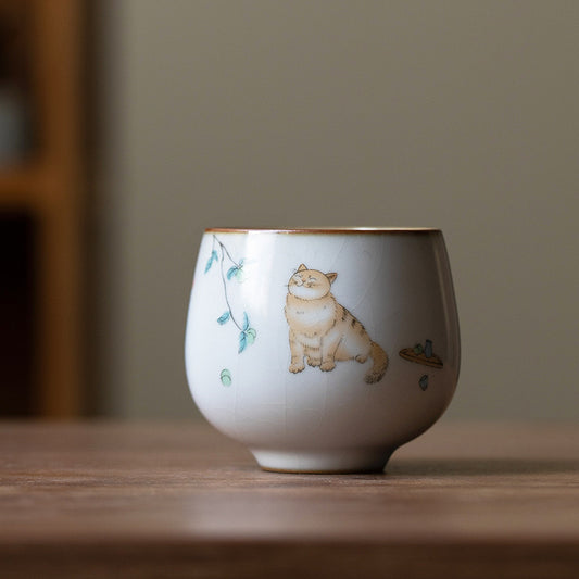 Ru Ware Ceramic Kitten Tulip Cup