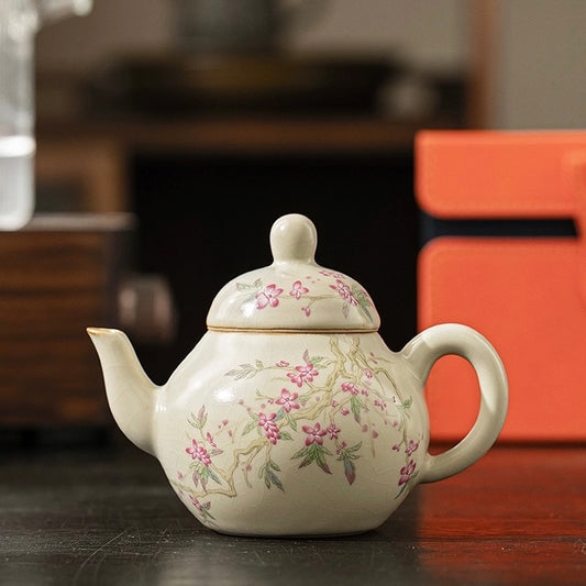 Ru Ware Ceramic Peach Blossom Teapot