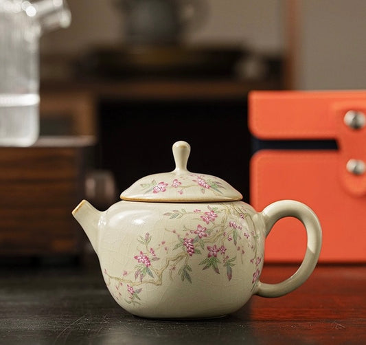 Ru Ware Ceramic Peach Blossom Teapot