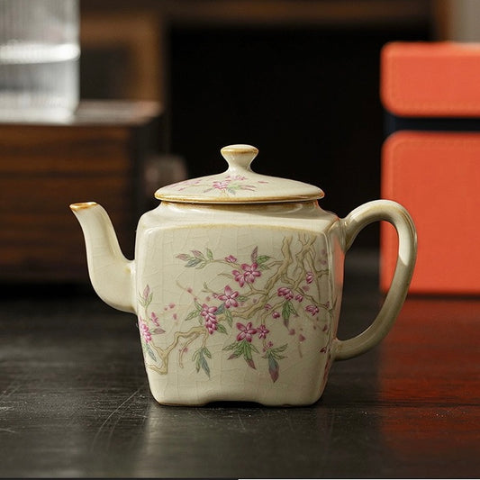 Ru Ware Ceramic Peach Blossom Teapot