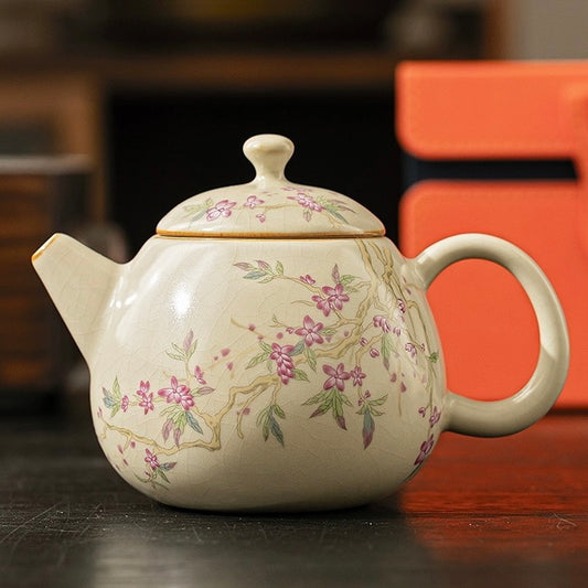 Ru Ware Ceramic Peach Blossom Teapot