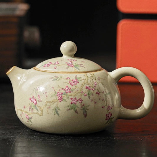 Ru Ware Ceramic Peach Blossom Teapot