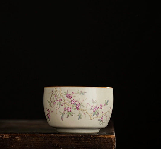 Ru Ware Ceramic Peach Blossom Tea Cup