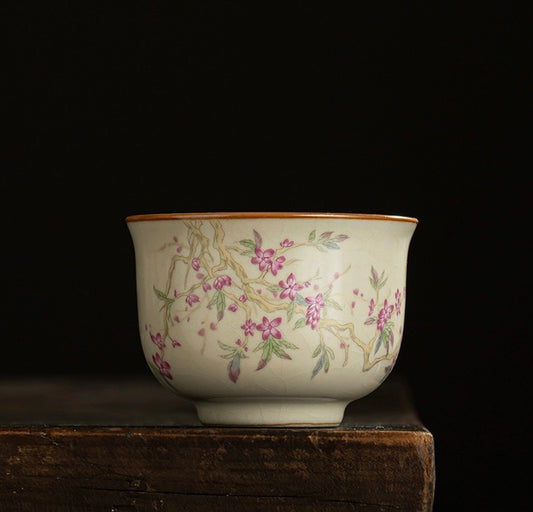 Ru Ware Ceramic Peach Blossom Tea Cup